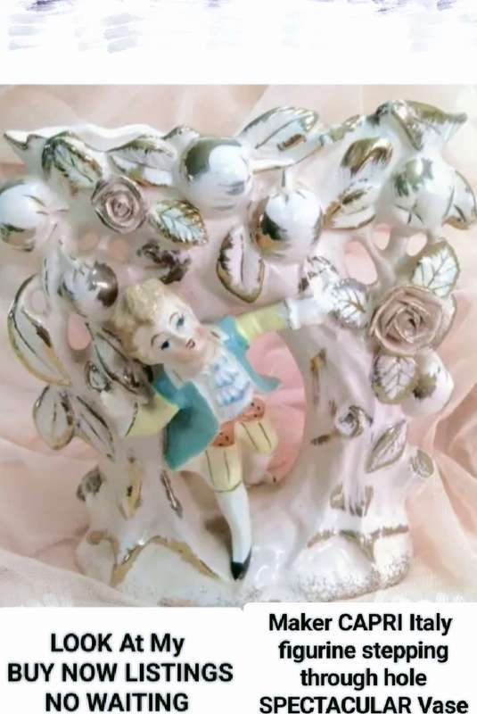 1 Vase -Capri Italian porcelain Pink Porcelain gilt - 2 bid per each one