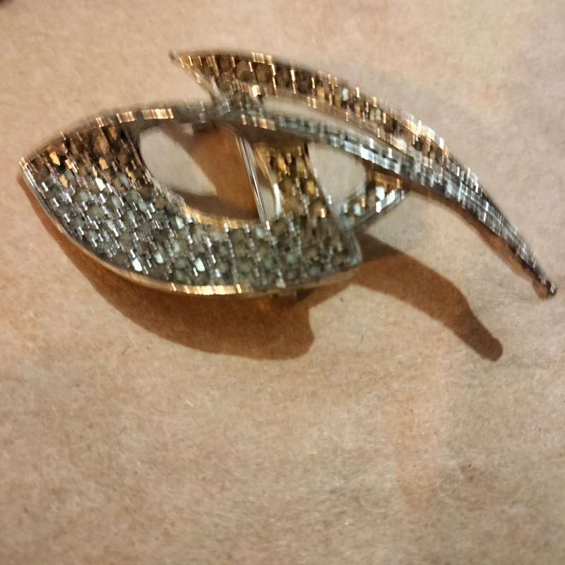 MARCASITE Brooch -1 Art Deco silver tone LOOK AT MY BUY NOW LISTINGS NO WAITING