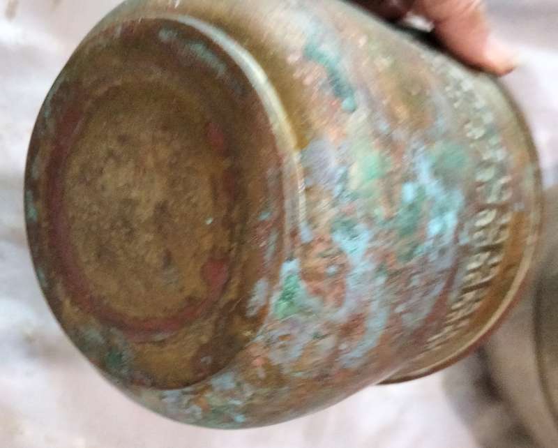 2 BRASS VASE/Planter embossed 1 STYLE  SCOTISH  ART &CRAFTS BROAD REPOUSSE DECOR HAS BAND OF ROSES