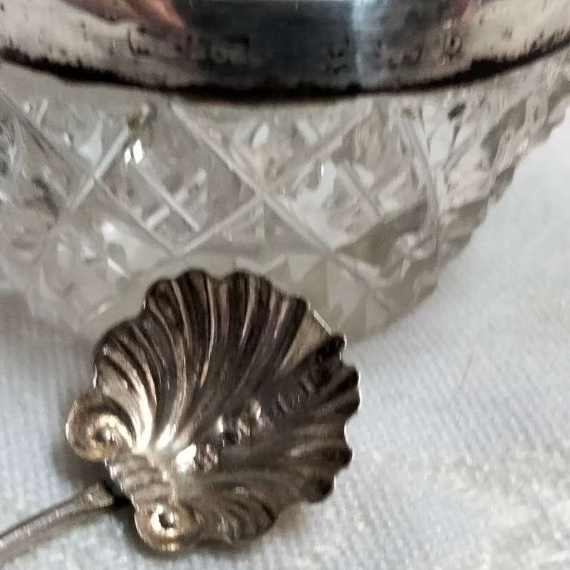 Antique Sterling Silver Bread fork+Spoon40 gr.-Open salt Sterling Silver Collar W. 34 gr. for 1 bid