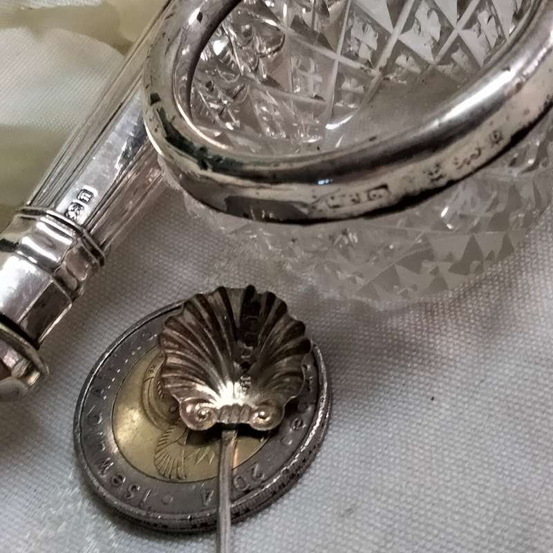 Antique Sterling Silver Bread fork+Spoon40 gr.-Open salt Sterling Silver Collar W. 34 gr. for 1 bid