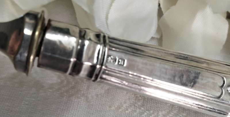 Antique Sterling Silver Bread fork+Spoon40 gr.-Open salt Sterling Silver Collar W. 34 gr. for 1 bid