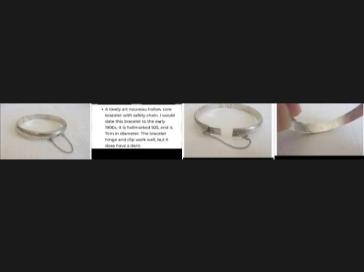 Sterling Silver 925 - Bangle Art Nouveau pattern LOOK at my BUY NOW - NO WAITING Waiting
