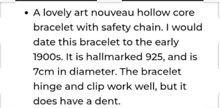 Sterling Silver 925 - Bangle Art Nouveau pattern LOOK at my BUY NOW - NO WAITING Waiting