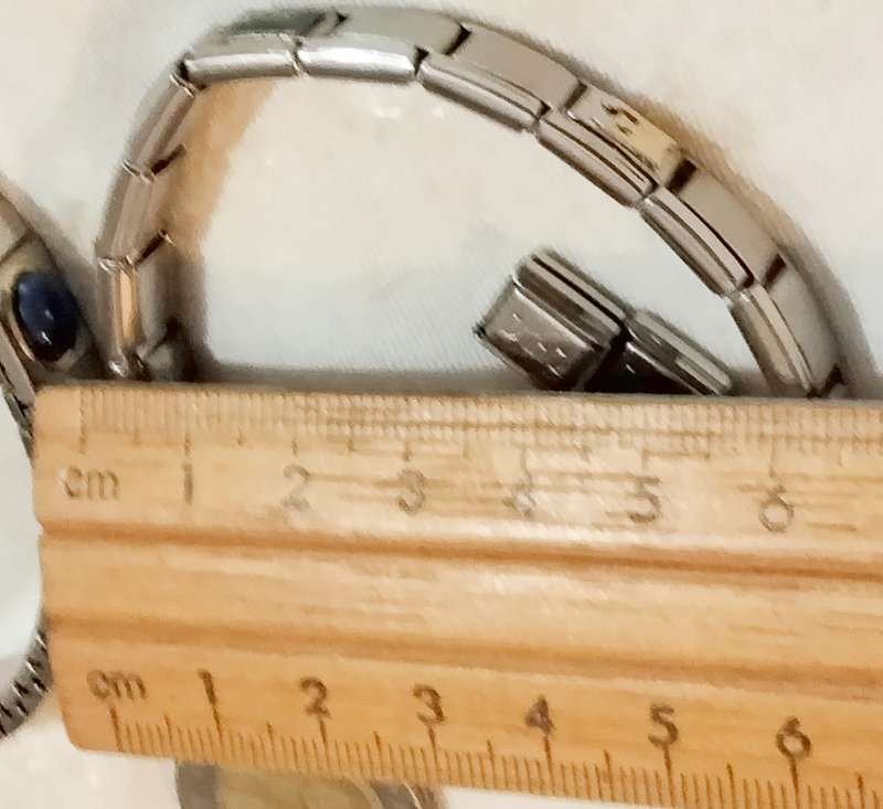 2 Bracelets Stretch Link European Style   1- Charms SA+stainless mix+1 Cabochons faux gems +2D'linQ