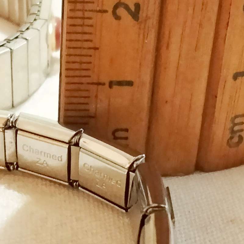 2 Bracelets Stretch Link European Style   1- Charms SA+stainless mix+1 Cabochons faux gems +2D'linQ