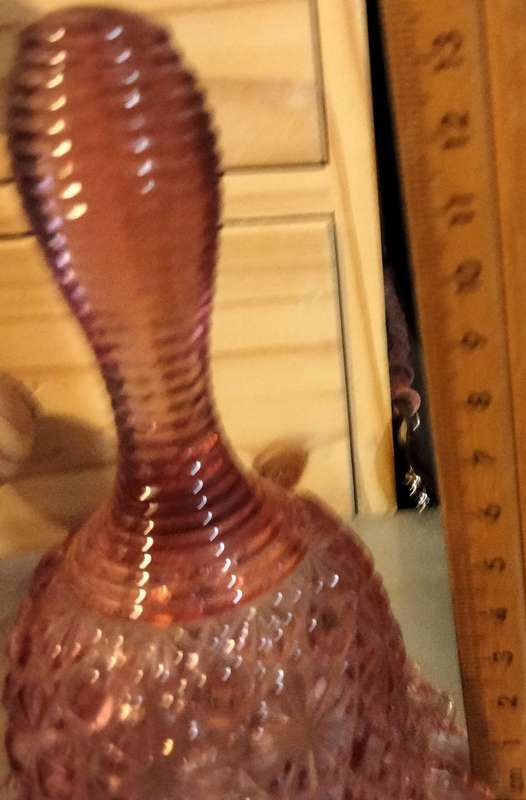 Fenton Glass Bell-Vintage Button+daisy Ribbed handle ruffled+Clanger LOOK at my BUY NOW-NO WATING