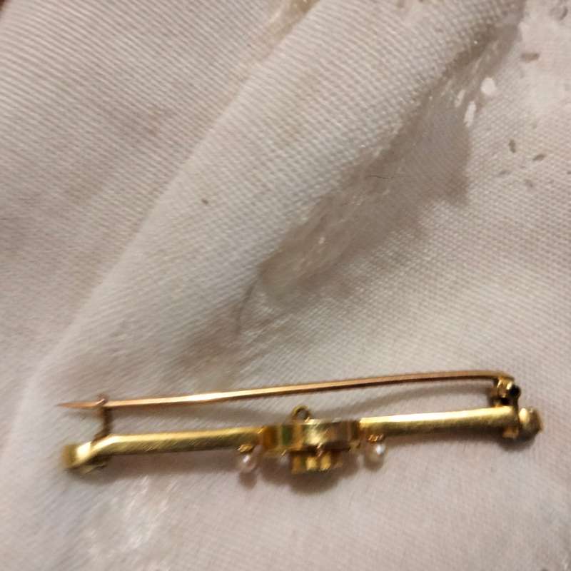 Vintage Citrine glass stones+Faux pearls Brooch Gold tone LOOK At My BUY NOW-NO WAITING