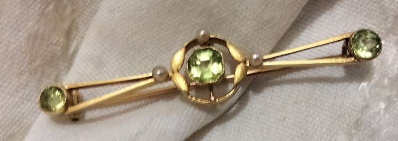 Vintage Citrine glass stones+Faux pearls Brooch Gold tone LOOK At My BUY NOW-NO WAITING