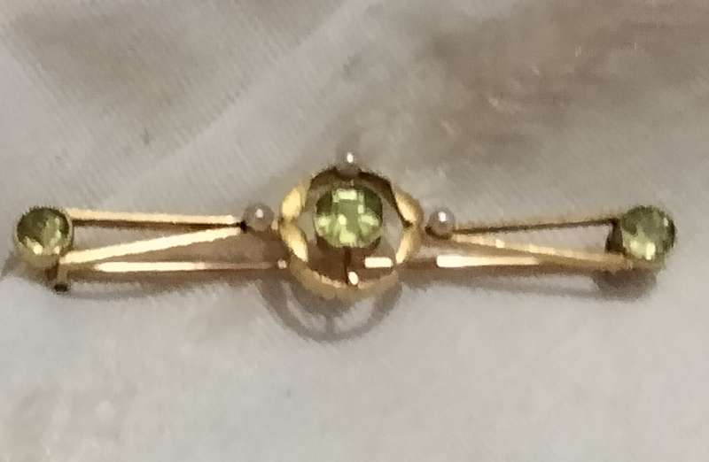 Vintage Citrine glass stones+Faux pearls Brooch Gold tone LOOK At My BUY NOW-NO WAITING