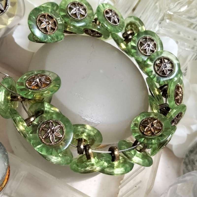 2  Bracelet made from Vintage buttons+ Gold tone buttons LOOK at My BUY NOW listings NO WAITING