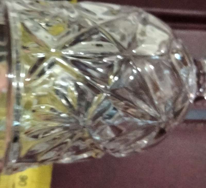 BELL Glass -Cut FLORAL clear edge -Tapered  handle knopf skirt Sturdy LOOK at my BUY NOW-NO WAITING