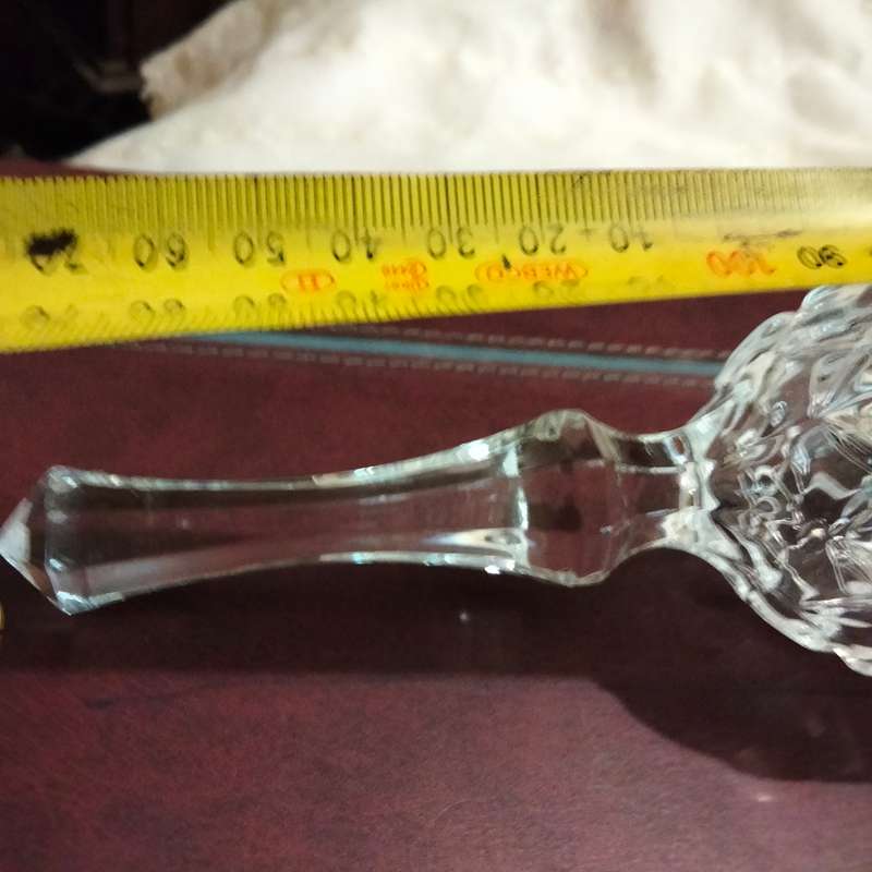 BELL Glass -Cut FLORAL clear edge -Tapered  handle knopf skirt Sturdy LOOK at my BUY NOW-NO WAITING