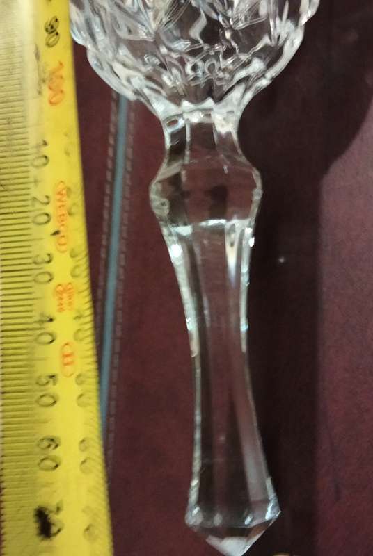 BELL Glass -Cut FLORAL clear edge -Tapered  handle knopf skirt Sturdy LOOK at my BUY NOW-NO WAITING