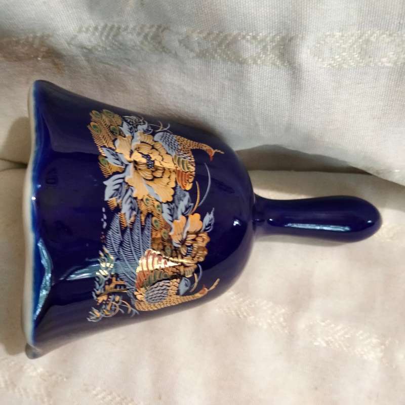 Bell+Bud Vase Oriental KUTANI style Cobalt Gilt Peacock+Lotus flowerLOOK at my BUY NOW-NO WAITING