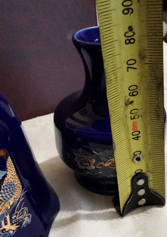 Bell+Bud Vase Oriental KUTANI style Cobalt Gilt Peacock+Lotus flowerLOOK at my BUY NOW-NO WAITING