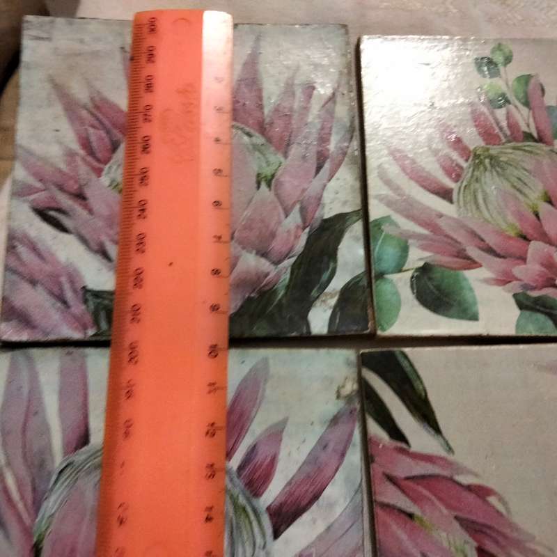 Pewter+tile 3 Drip Coasters Protea+butterfly+Flowers +LOOK at my BUY NOW listings NO WAITING