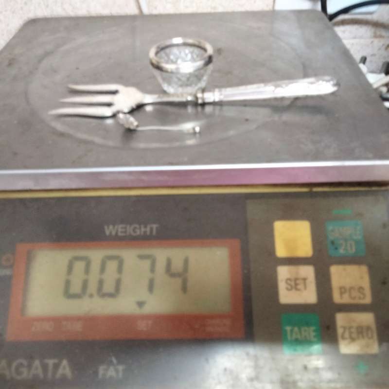 Antique Sterling Silver Bread fork+Spoon40 gr.-Open salt Sterling Silver Collar W. 34 gr. for 1 bid