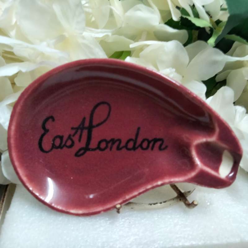 2 Ashtrays  - Van hunks Hand painted S.A. tribal scene+ One has East London on