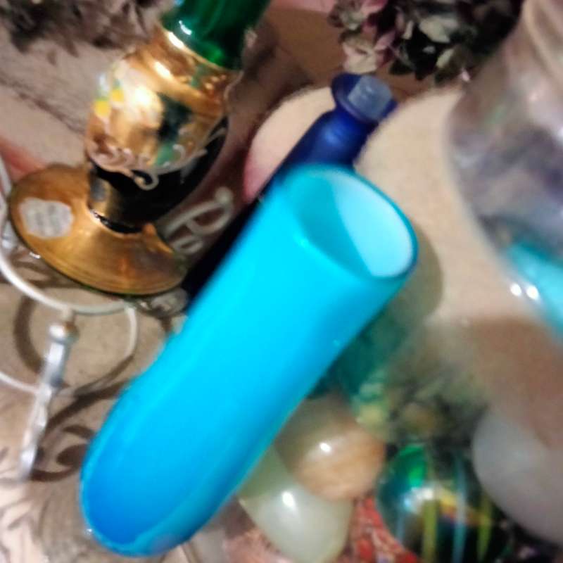 VASE Opaline cased blue graduating to deeper colour glass twist stem clear base Empoli ITALY