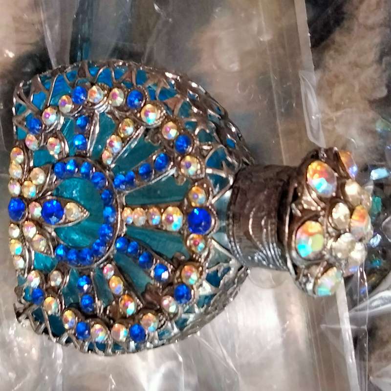 Bohemian Perfume Bottle Rhinestone Crystal Mesh Hand Crafted Czechoslovakia