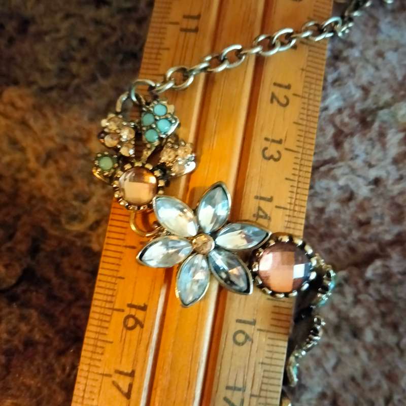 Necklace+vintage Crystals Bouquet synthetic colourful palette - setting gold plated links