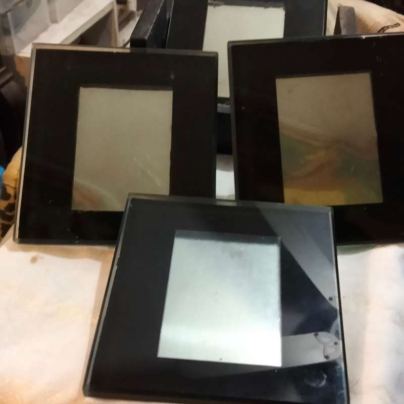 Coasters 4 mirror Drip Coasters+Stand-WoodLOOK at my BUY NOW listings NO WAITING Waiting