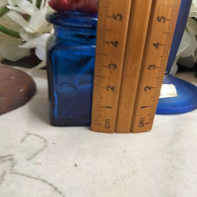 3 candle holders - 2 Glass Candle holder Cobolt blue + 1 Metal Ethnic lady