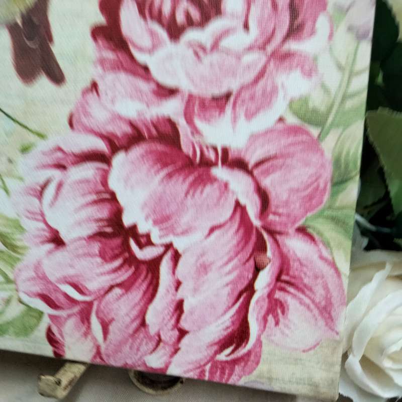 PAINTING Bird + floral scene-Canvas stretched over wood frame LOOK At My BUY NOW LISTING NO WAITING