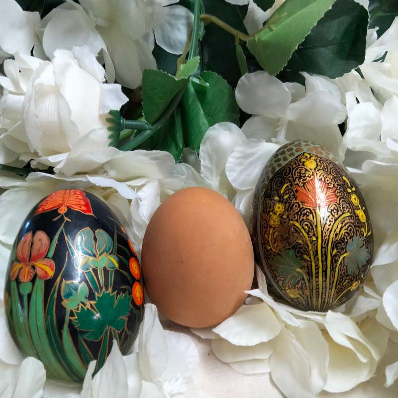 3 eggs Composite -2 artistically decorated + 1 hen  egg colourLOOK At My BUY NOW LISTINGS NO WAITING