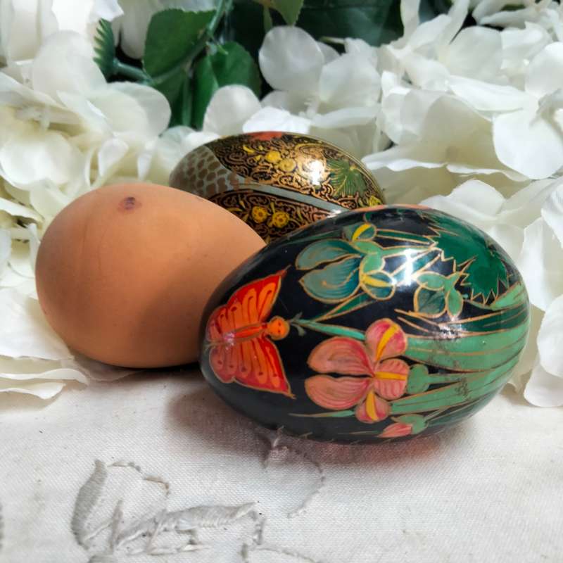 3 eggs Composite -2 artistically decorated + 1 hen  egg colourLOOK At My BUY NOW LISTINGS NO WAITING