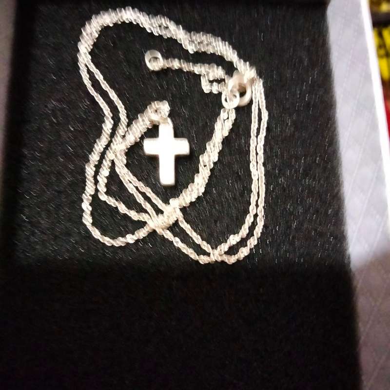 Sterling Silver 925 CHAIN + small Pendant Marcasite Cross Necklace LOOK at my Buy Now  NO WAITING