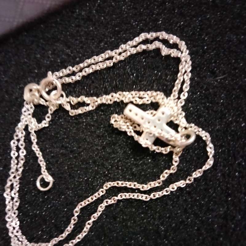 Sterling Silver 925 CHAIN + small Pendant Marcasite Cross Necklace LOOK at my Buy Now  NO WAITING