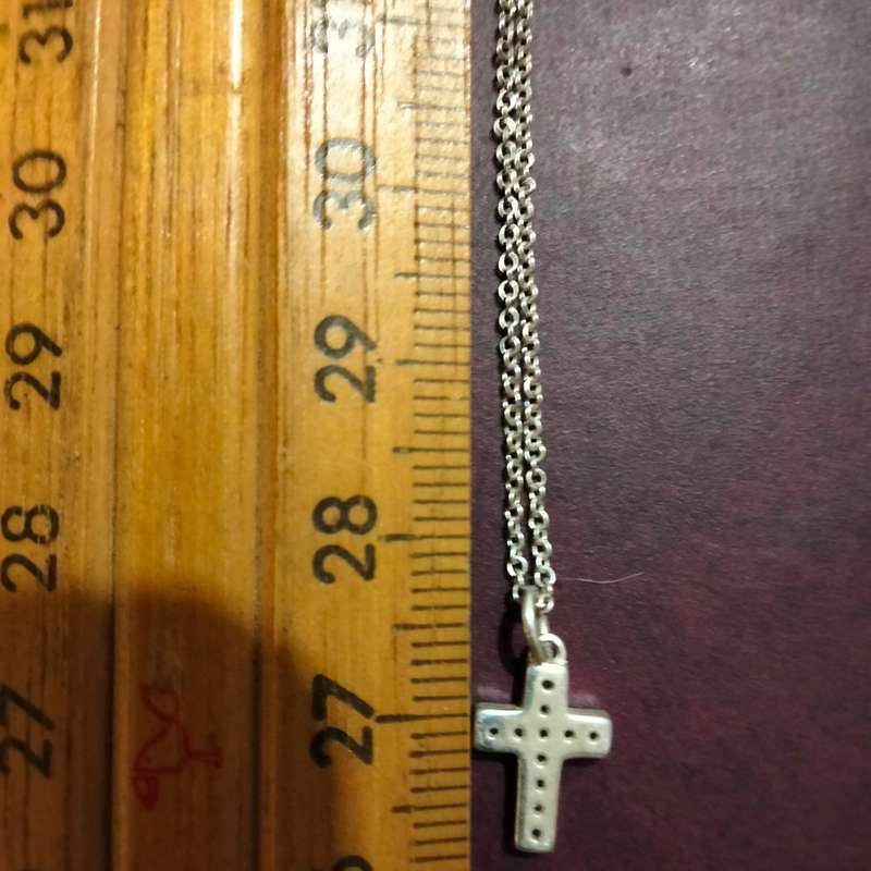 Sterling Silver 925 CHAIN + small Pendant Marcasite Cross Necklace LOOK at my Buy Now  NO WAITING