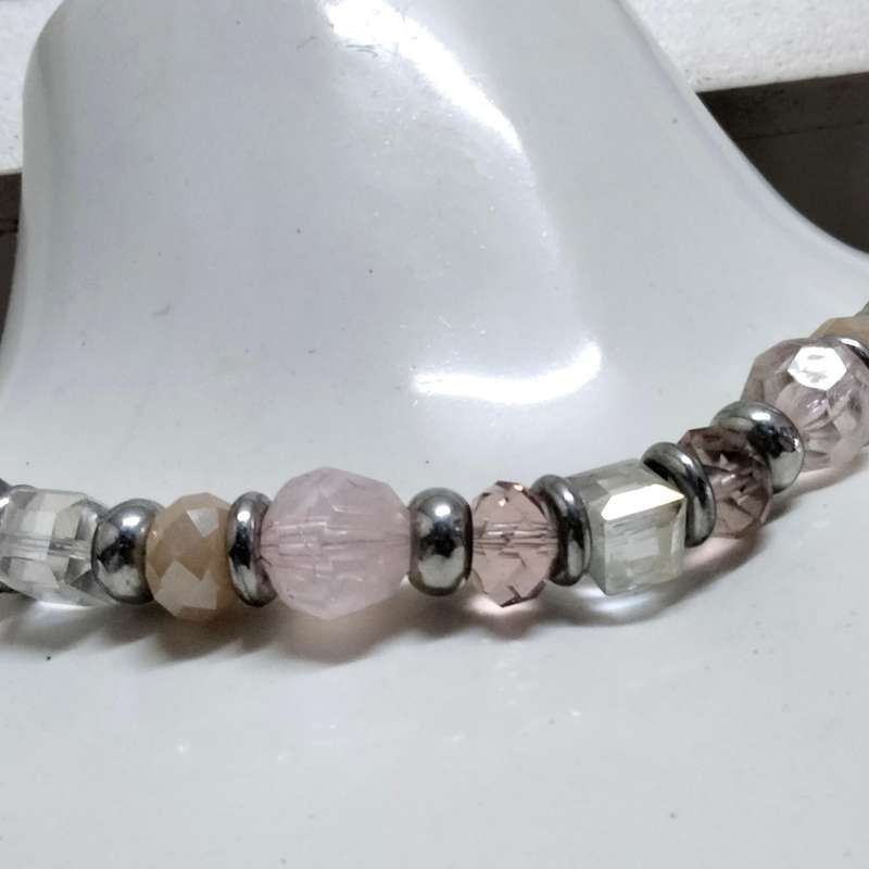 NECKLACE  Mix colours Shape Size  beads Silver Tone chain LOOK At MY BUY NOW items NO WAITING