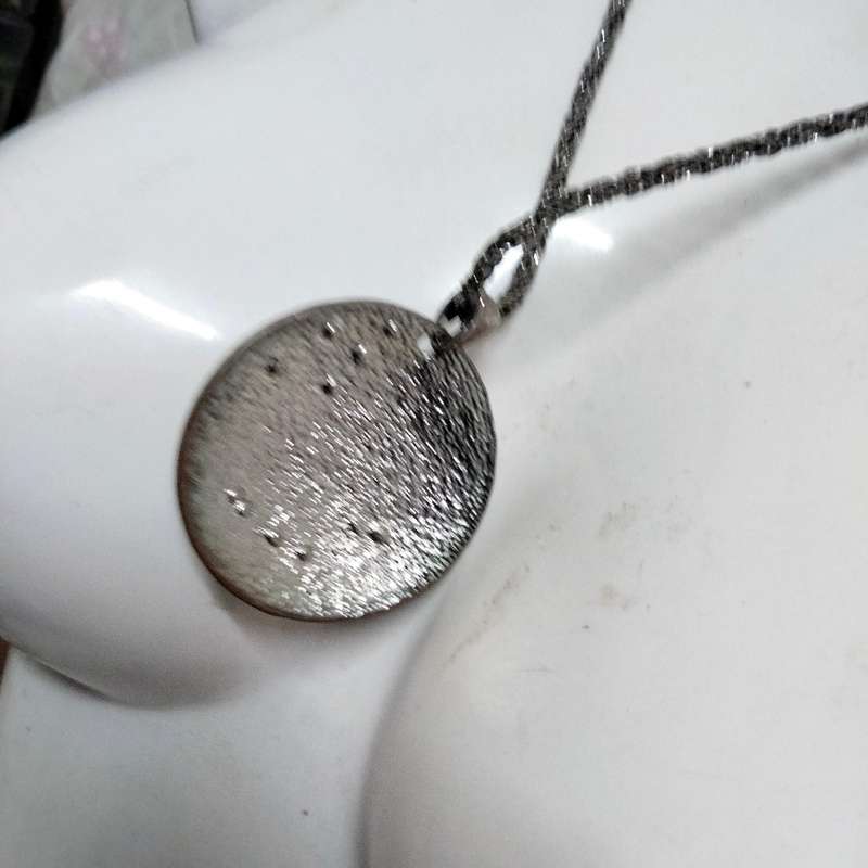 Necklace Chain +Large Pendant has Crystals Silver tone metal LOOK At My BUY NOW LISTINGS NO WAITING