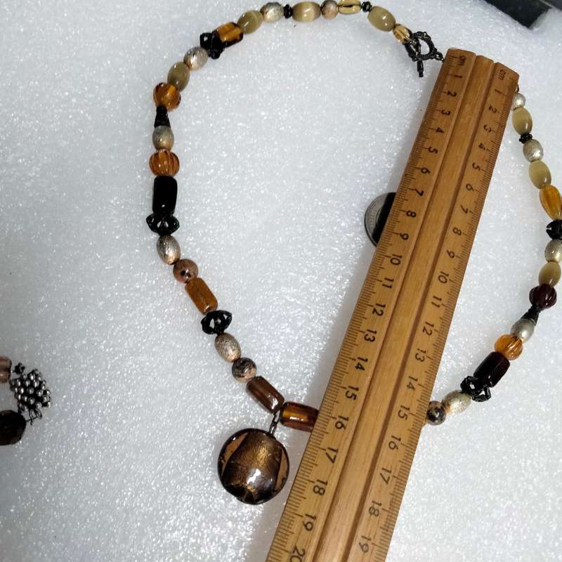NECKLACE  MURANO Italian SILVER FOIL Largest Central -Handcrafted Lampwork glass Vintage +other mix