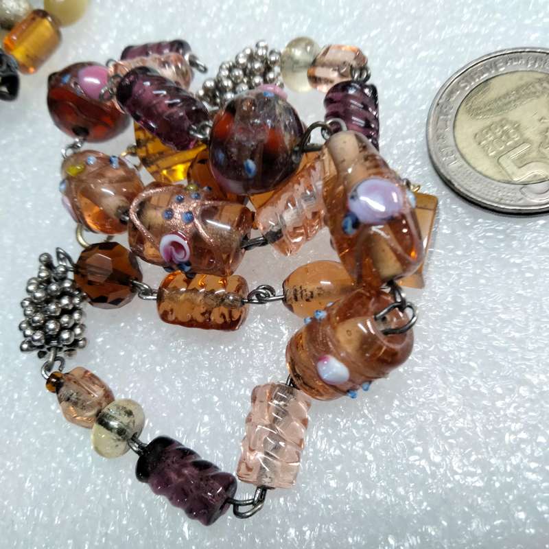 NECKLACE  MURANO Italian - WEDDING CAKE- handcrafted lampwork glass Vintage + other mix