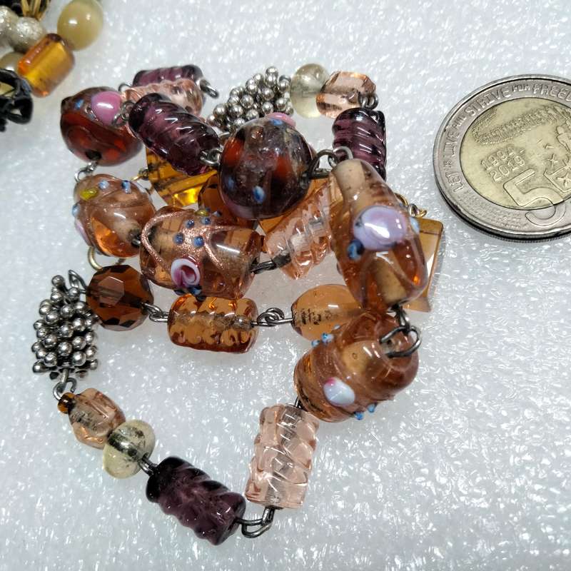 NECKLACE  MURANO Italian - WEDDING CAKE- handcrafted lampwork glass Vintage + other mix