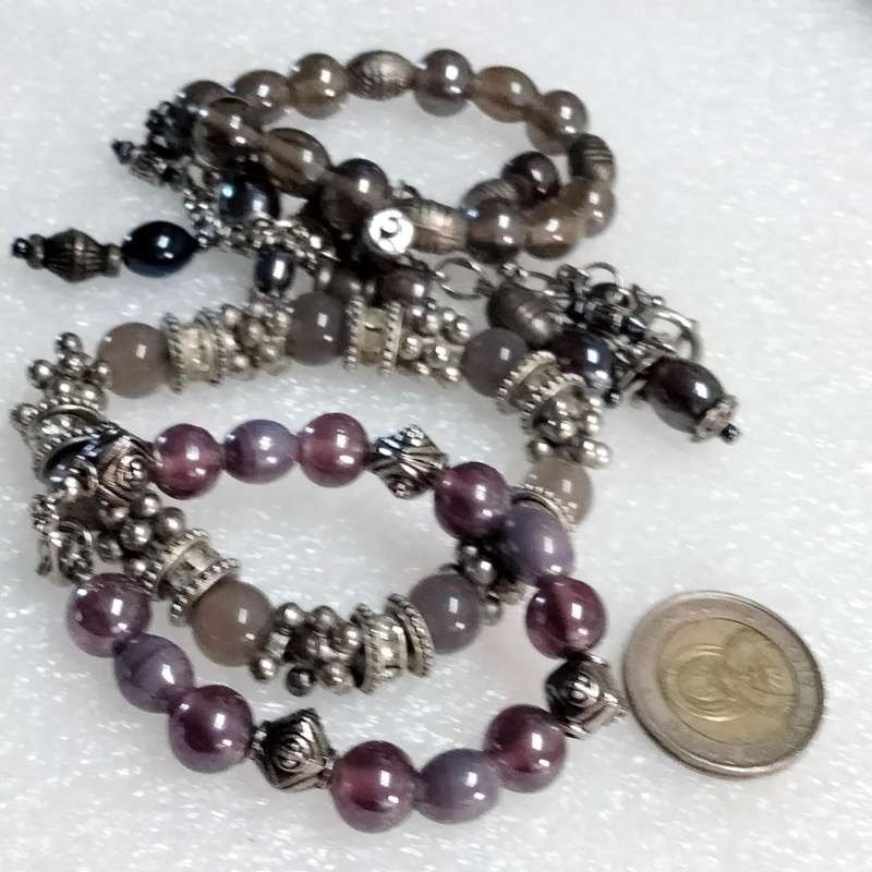 Bracelets 4 one stretch 4 mixture of Vintage MURANO Lampwork glass beads +charms +or spacers metal