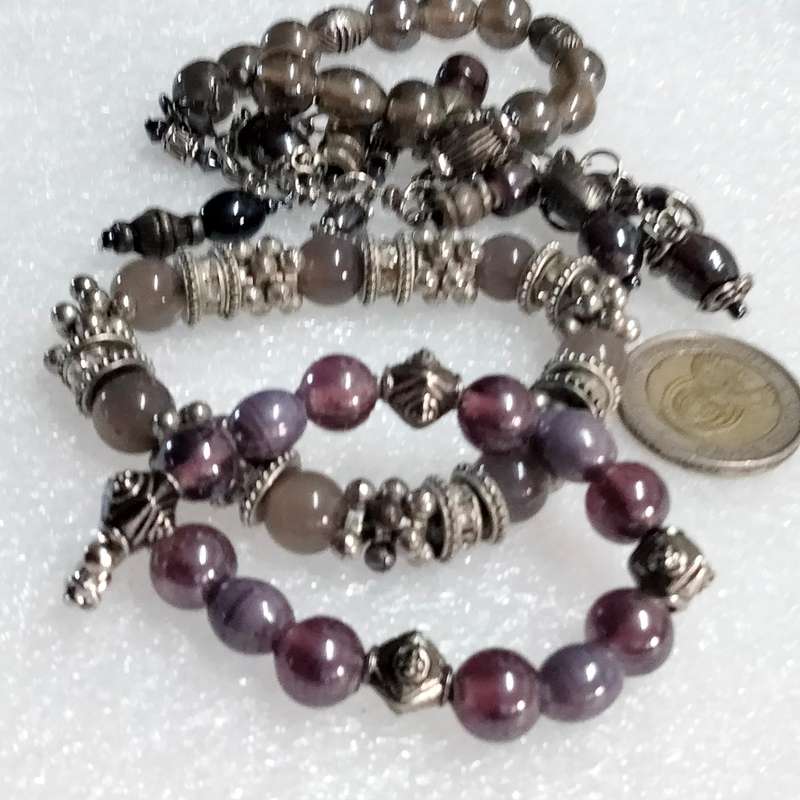 Bracelets 4 one stretch 4 mixture of Vintage MURANO Lampwork glass beads +charms +or spacers metal