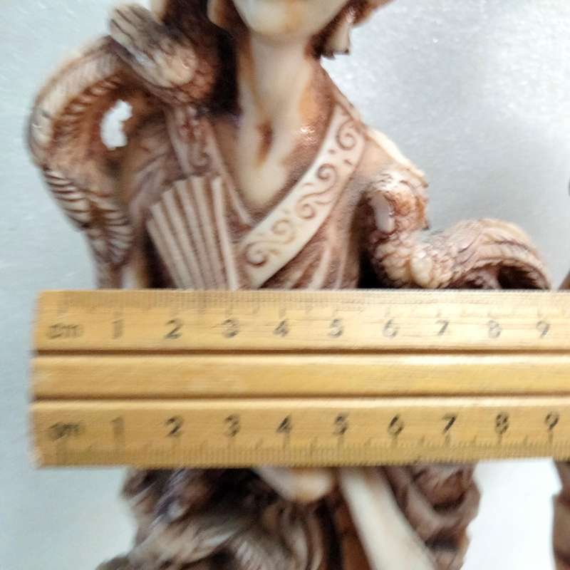 2 SET Man+Lady ORIENTAL figurines-Intricately carved details  COMPOSITE materials -All fo1 BID-chips
