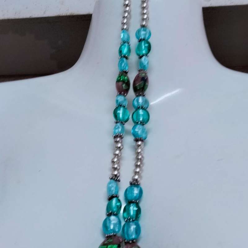 NECKLACE  MURANO Italian - WEDDING CAKE- handcrafted lampwork glass Vintage beads + other mix