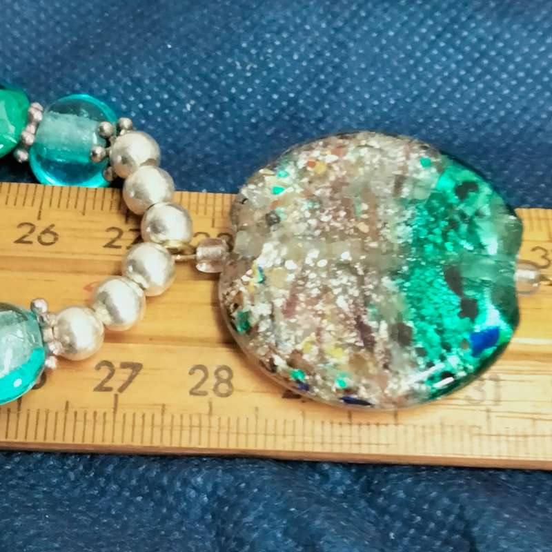 NECKLACE  MURANO Italian - WEDDING CAKE- handcrafted lampwork glass Vintage beads + other mix