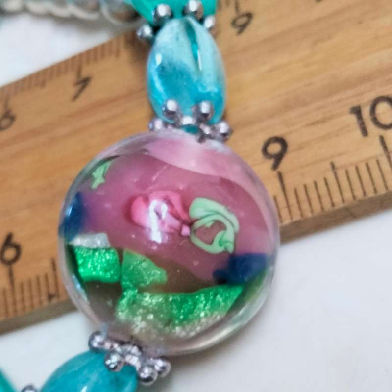 NECKLACE  MURANO Italian - WEDDING CAKE- handcrafted lampwork glass Vintage beads + other mix