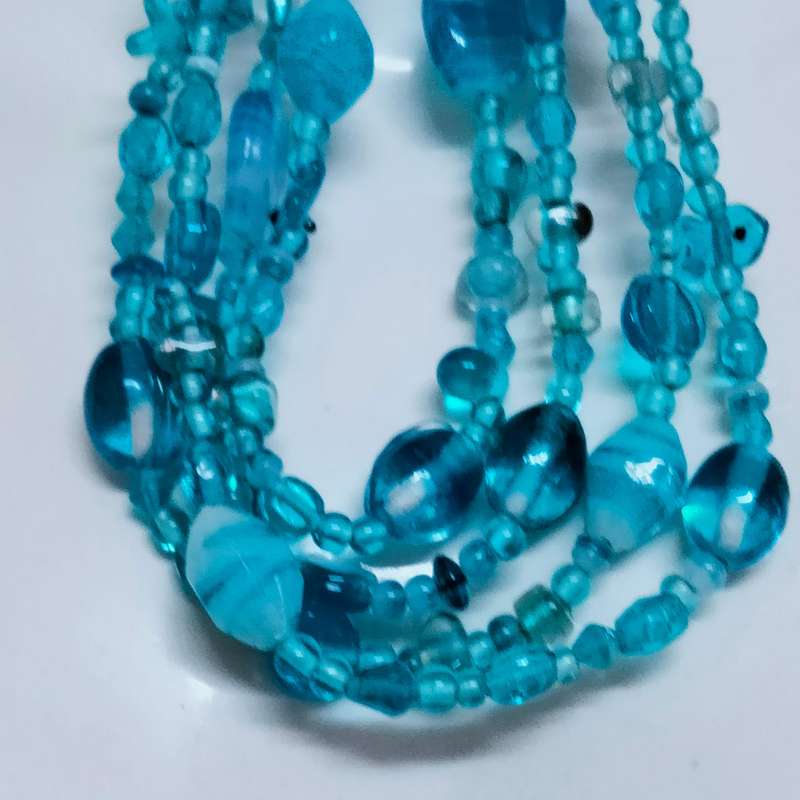 NECKLACE Choker  4 Strand Lampwork glass beads  Little Fish multiple shapes colour Round shape beads