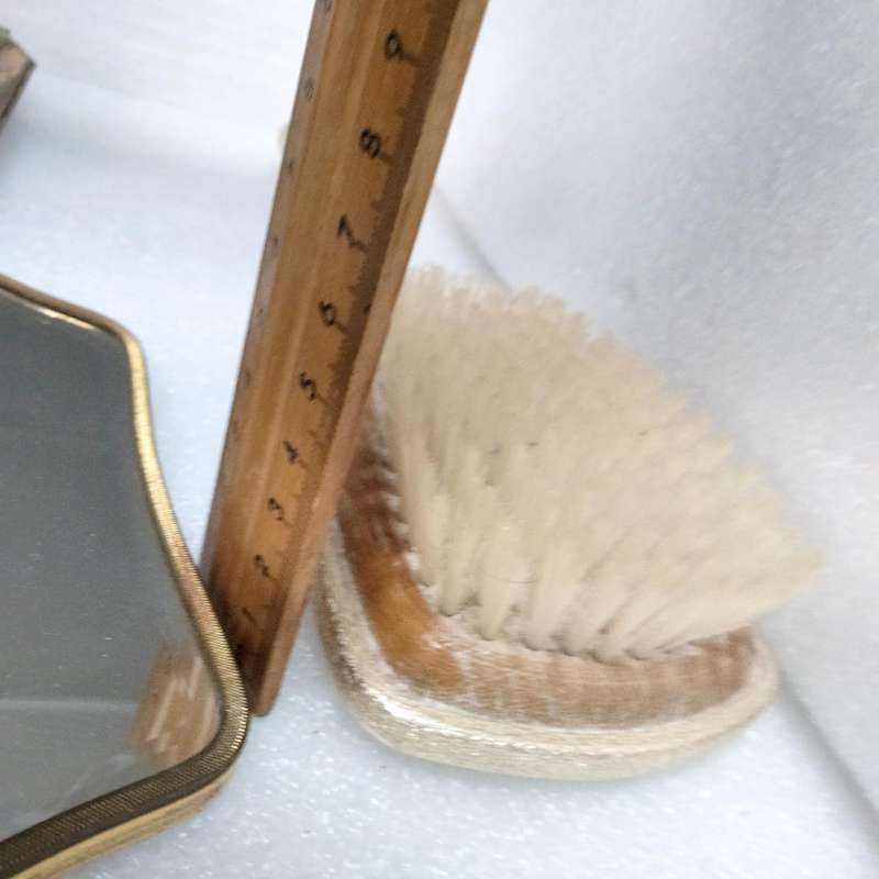 ENAMEL ROSE hand held mirror+ +Silver colour Back flowers  Vanity dressing table decor metal tone