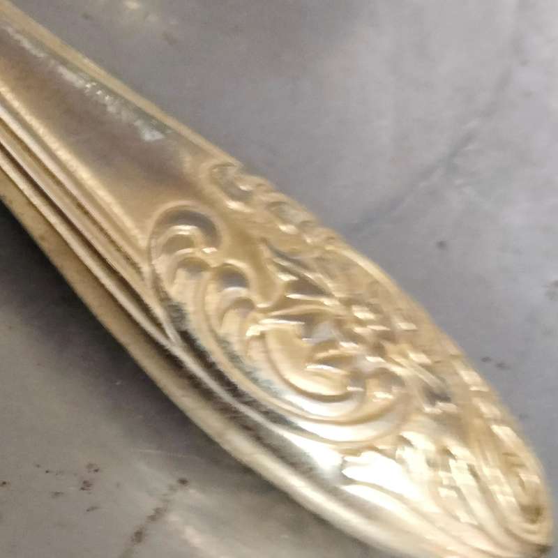 1950s 1 BRUSH+MIRROR SET Gilded Tone metasmall roses Vanity dressing table decor- heavy some ware