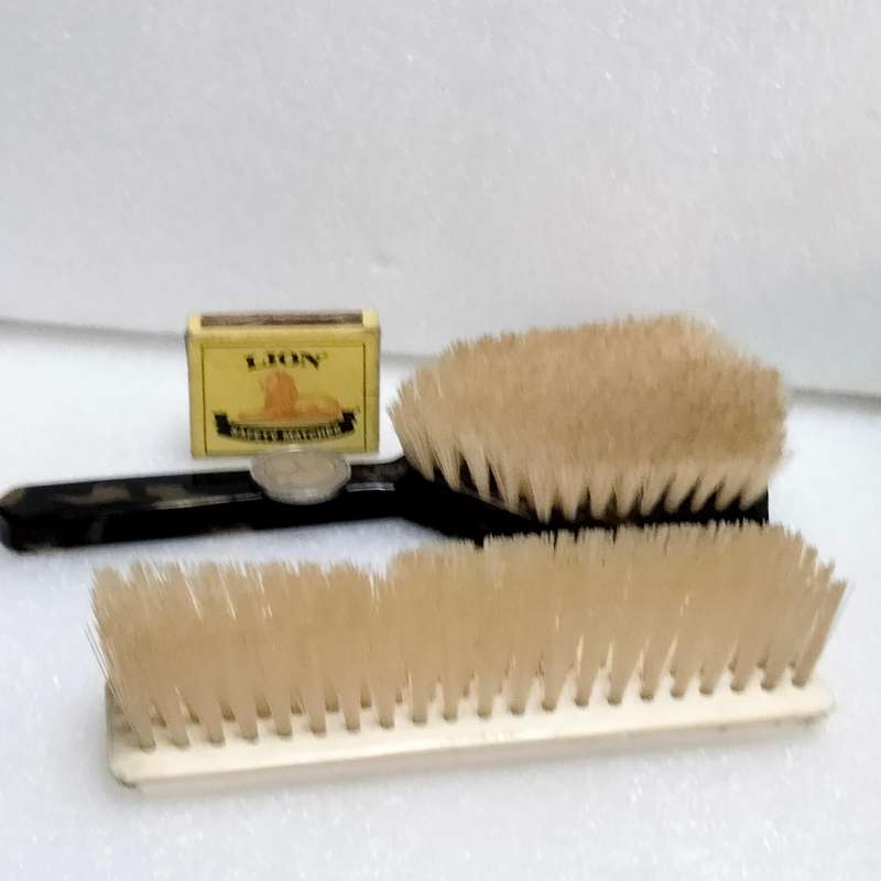 Vintage Hand held brush faux Tortoise Shell  + 1 SMALL White brush Acrylic square top
