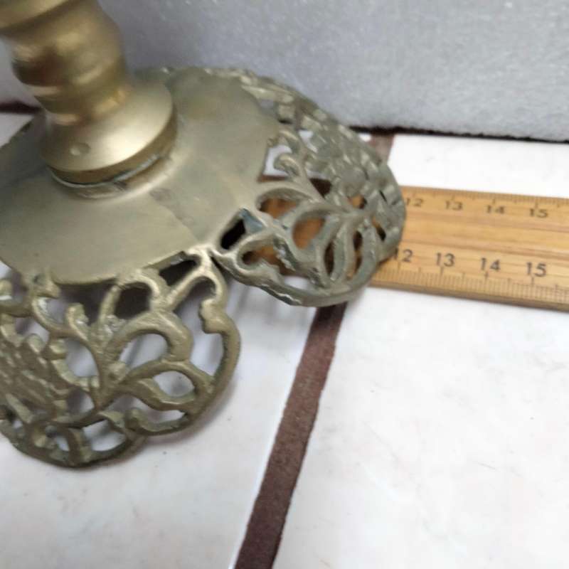 2 ELWECO Ornate  style Intricate Scroll Embossed filigree design BRASS CANDLE Sticks